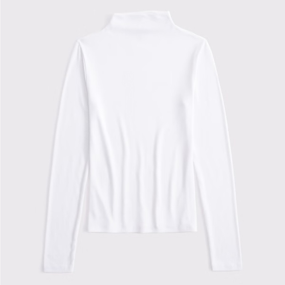 Abercrombie White Long-Sleeve Rib Mockneck Top!